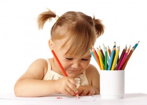 child able to draw n color